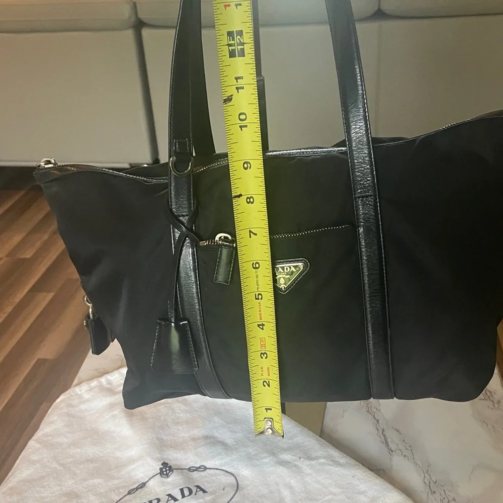 Authentic Prada nylon Laptop /tote bag with Leather Trim, Lock, Key, Prada Dusty - Picture 17 of 17
